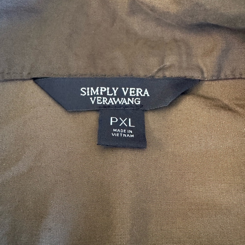 Simply Vera Vera Wang Olive Green Trench Coat Anorak Utility Jacket Petite XL - Picture 5 of 9